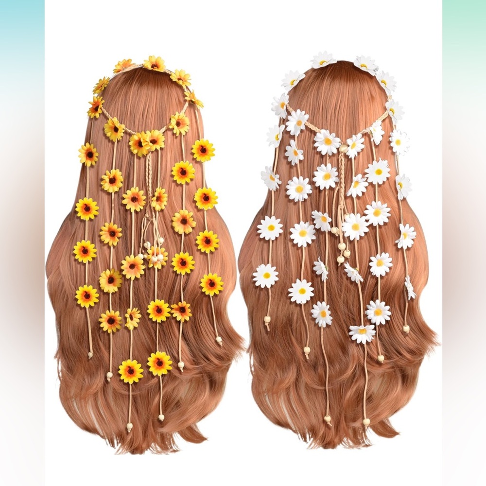 NWT 2pcs Flower Hippie Headband Floral Crown